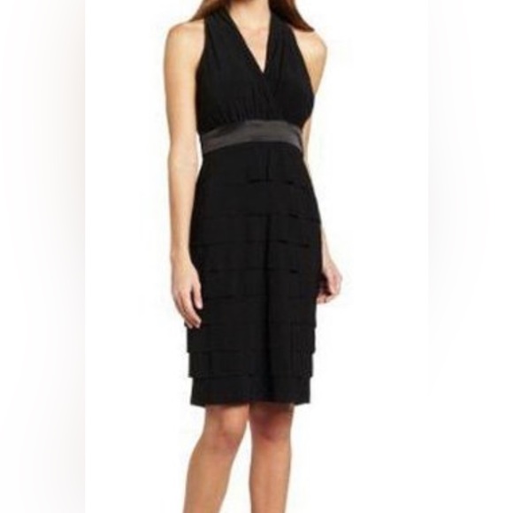 Evan Picone Black Halter Cocktail Dress Sz 12 - Picture 2 of 6